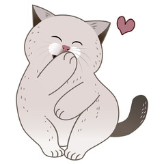 Cute Fat Cat Laughing with Hand on Mouth, Perfect for Kids Decor and Cards