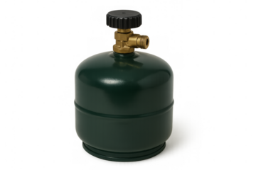 Green propane gas cylinder with transparent background