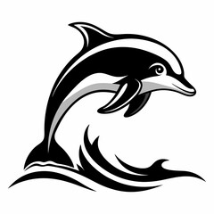 Obraz premium Dolphin silhouette vector illustration: marine mammal icon design