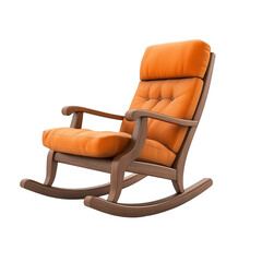 Sink into serene comfort A plush orange rocking chair evokes peaceful on transparent background
