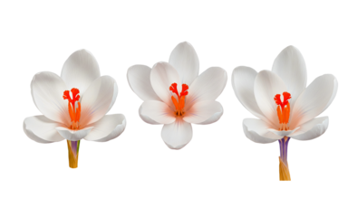 White crocus flower isolated on white background PNG, clean edges

