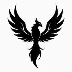 Phoenix Bird Silhouette with Spread Wings – Mythical Firebird Symbol silhouette with spread wings, an animal design perfect for a tattoo or logo icon