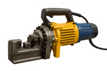 Portable hydraulic rebar cutter with transparent background for construction and demolition projects