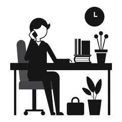 Business people working with laptops at office desks