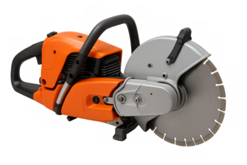 Powerful orange cut-off saw isolated on transparent background
