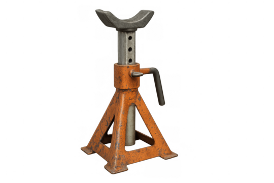 Orange car jack stands on transparent background