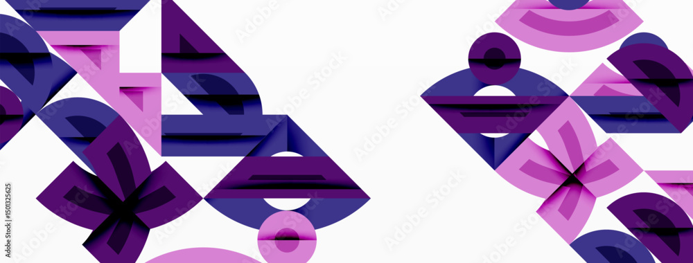 Aufkleber Abstract geometric shapes, purple hues, overlapping forms create dynamic visual pattern. Minimalist design, clean lines, modern aesthetic.