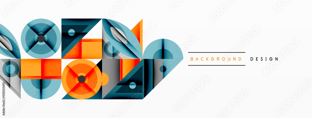 Aufkleber abstract geometric shapes, vibrant colors, modern design. clean lines, overlapping forms create dyna
