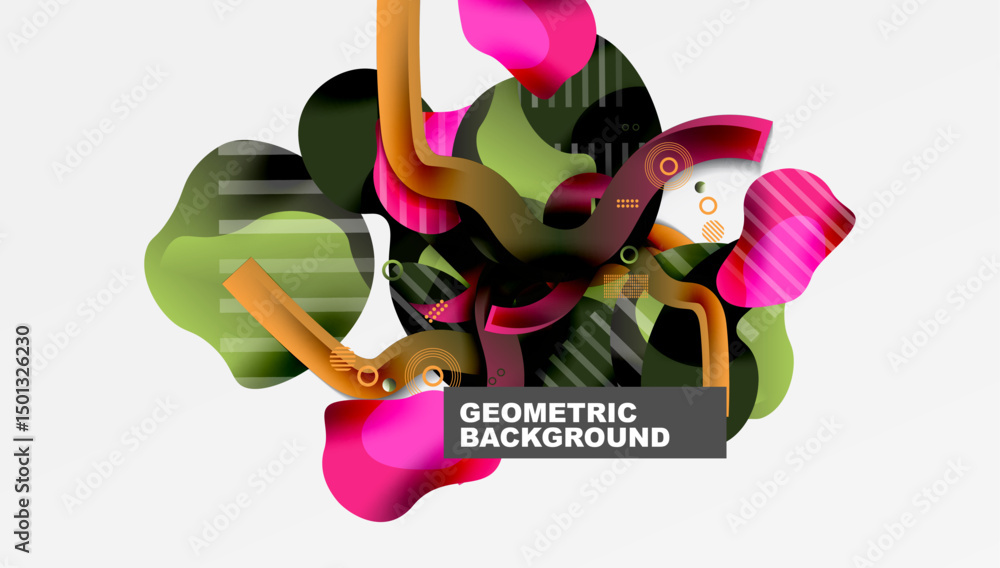 Leinwandbilder Abstract composition. Dynamic shapes, vibrant colors, modern design. Overlapping elements create interesting visual texture.