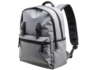 Naklejka premium Gray Backpack with Black Strap – Mysterious Atmosphere, Transparent Background