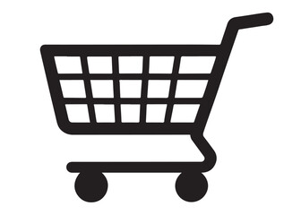 shopping cart logo silhouette vector illustration, shopping cart silhouette logo icon design, shopping cart vector logo, Shopping trolley vector silhouette illustration isolated on white background.