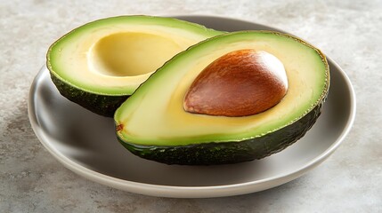 Sliced Avocado with Seed on a Plate