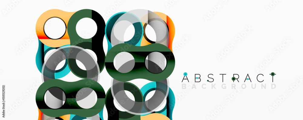 Aufkleber modern abstract design features overlapping circles, vibrant colors, geometric shapes. clean aesthet