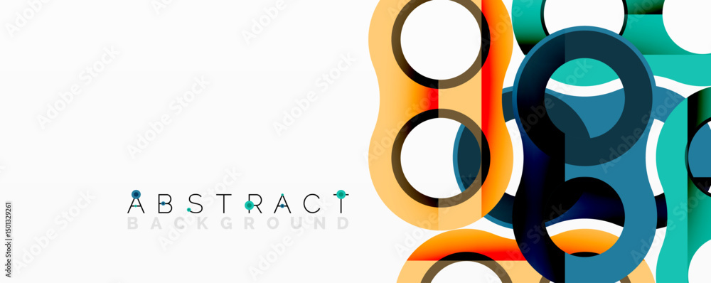 Aufkleber modern geometric design. overlapping circles, squares create vibrant pattern. minimalist style, neut