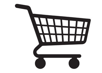 shopping cart logo silhouette vector illustration, shopping cart silhouette logo icon design, shopping cart vector logo, Shopping trolley vector silhouette illustration isolated on white background.