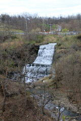 Spring landscape with waterfall