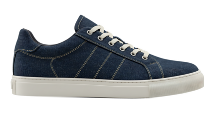 Denim sneaker with white sole and laces