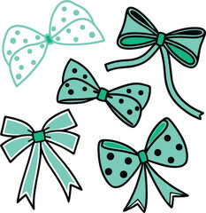 Collection of Cute Teal and White Polka Dot Bows