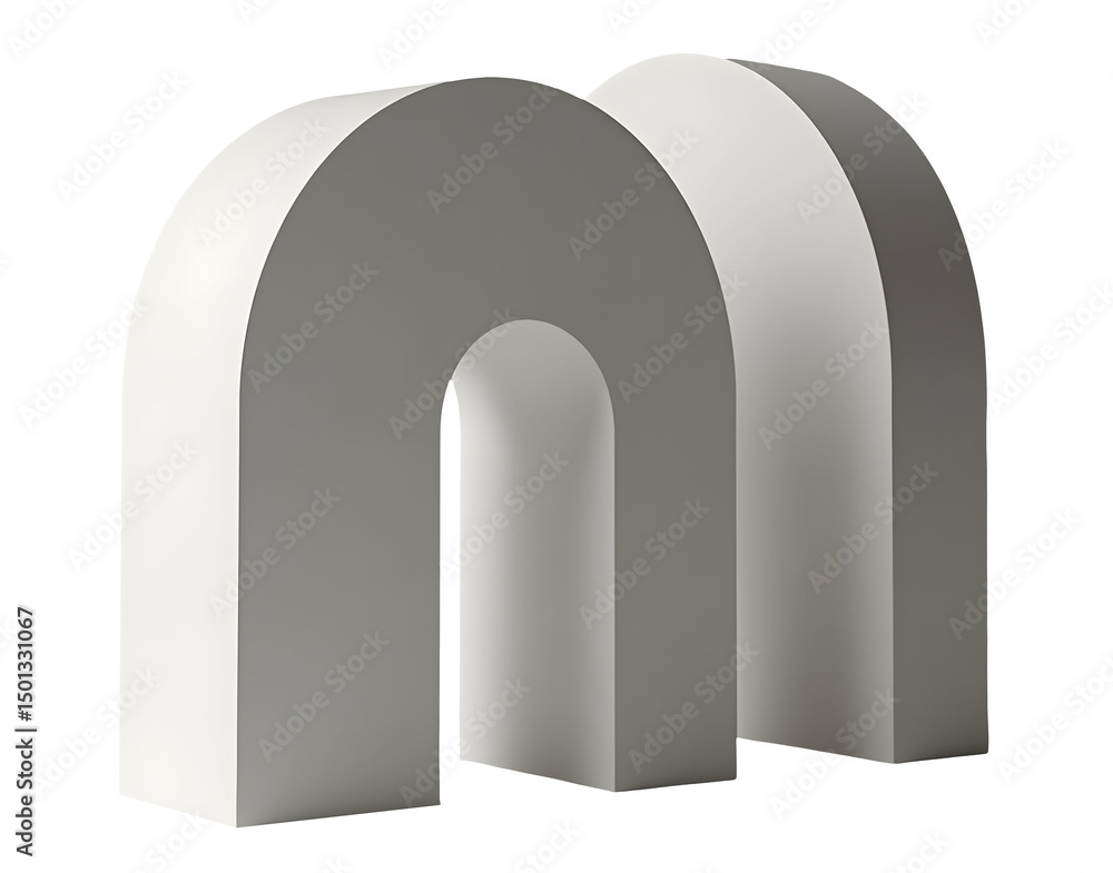Poster abstract white arches with smooth surface and soft shadows creating modern look
