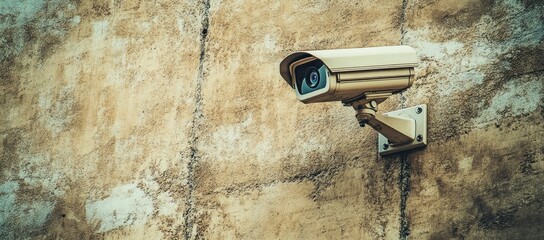 Security Camera on Weathered Wall