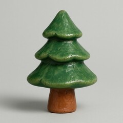 Clay evergreen tree sculpture.