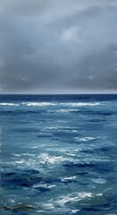 Fototapeta premium Photo of Blue Ocean Landscape With Sky Horizon and Water Abstract