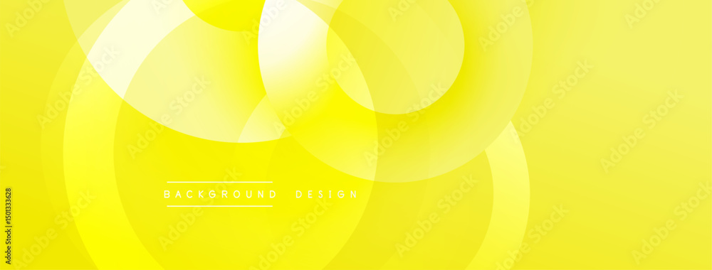 Leinwandbilder Bright yellow abstract background. Overlapping circles create dynamic visual effect. Modern design suitable for banners, presentations.