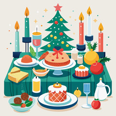 seamless pattern with christmas cakes