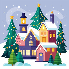 winter landscape with houses