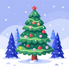 christmas tree with snow