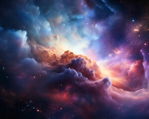 Fototapeta premium A simple and easy-to-understand sentence for naming the image could be: Inner life of a mysterious cosmic space filled with stars and nebula