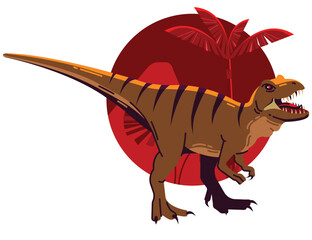 Cute happy tyrannosaurus rex cartoon dinosaur vector illustration