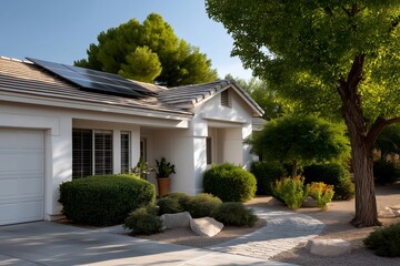 Solar Panels Installed on Typical Arizona Home, Residential Solar Energy, Renewable Energy Solution, Sustainable Living, Solar Power System, Arizona Housing, Green Energy, Eco-Friendly Home
