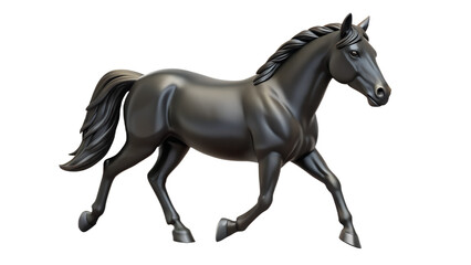 Fototapeta premium Realistic png 3d matte plastic black horse cartoon animal or animal toy for kids. Generative AI.