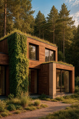 Modern architecture house integrated with nature connection sustainable design eco friendly green building concept minimalist contemporary living