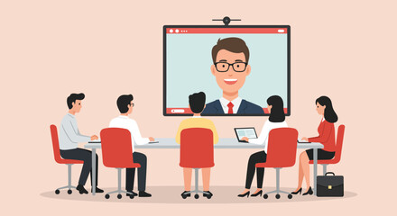 Business Team Participating in a Video Conference Meeting with Colleague