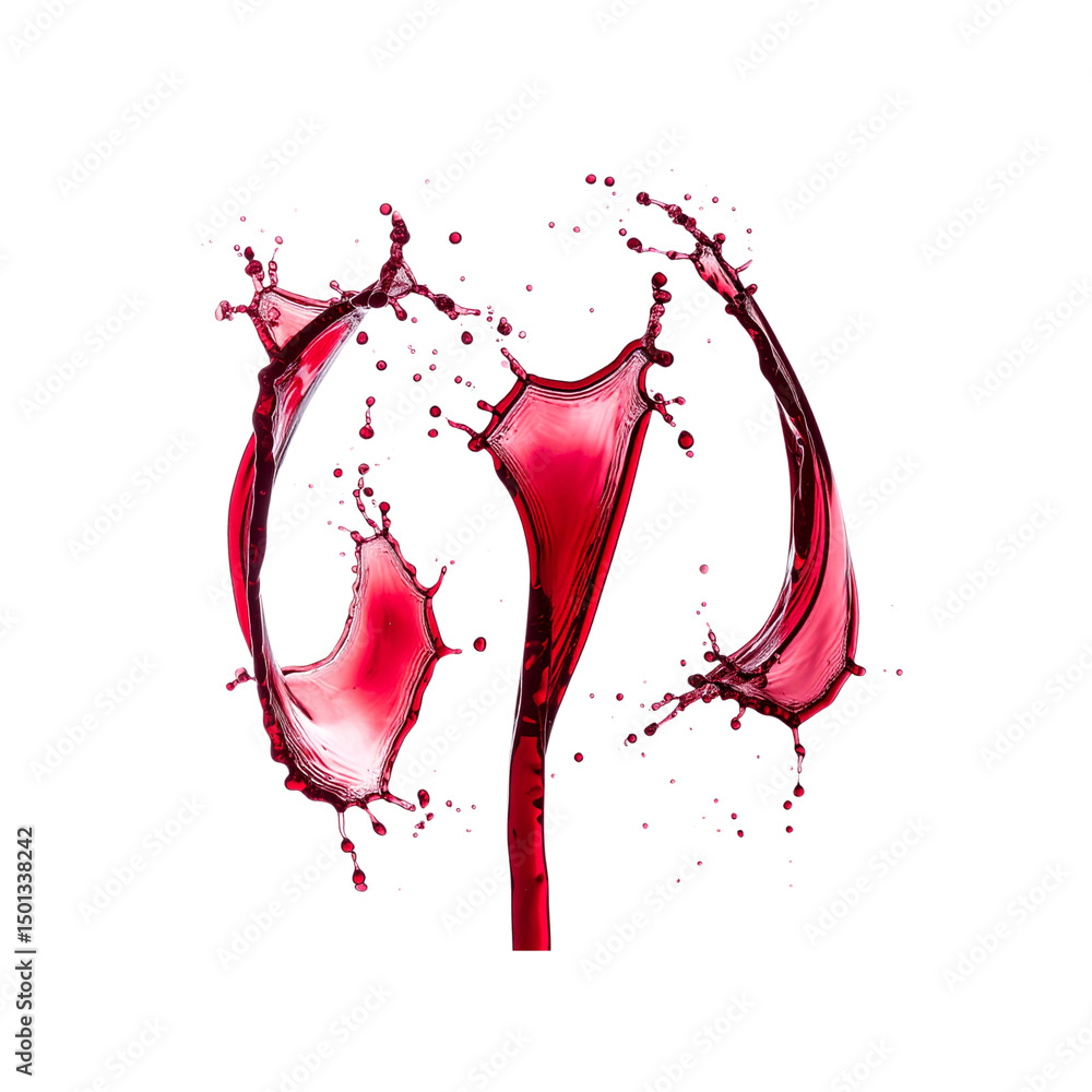 Poster dynamic red liquid splash abstract background design on transparent background