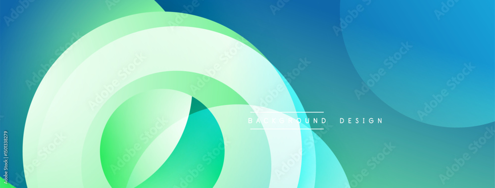 Aufkleber Abstract flowing shapes, vibrant bluegreen gradients. Modern design elements create dynamic visual experience. Smooth transitions, layered forms.