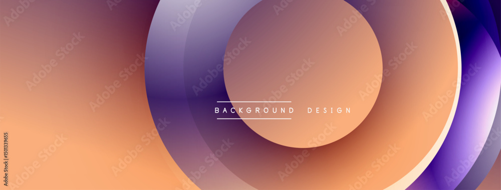 Fototapete abstract design features overlapping circles. warm orange, purple hues create modern aesthetic. mini