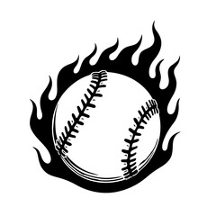 silhouette of flaming baseball vector 