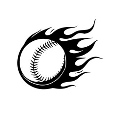 silhouette of flaming baseball vector 