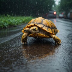 turtle on the road