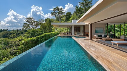 Fototapeta premium Modern luxury villa with a stunning infinity pool.