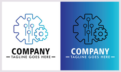 mechanical technology logo design digital design,abstract logo with abstract curve suitable for,company sign,product industry,presentation,web banner,social media