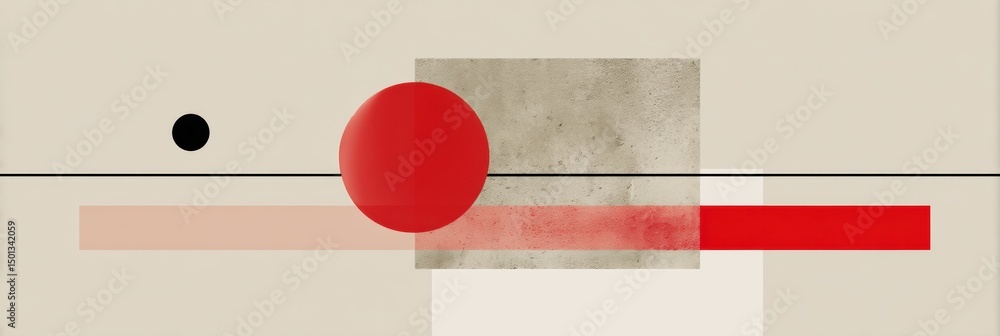 Leinwandbilder modern graphic design featuring a red line dividing soft beige space with geometric shapes and clear
