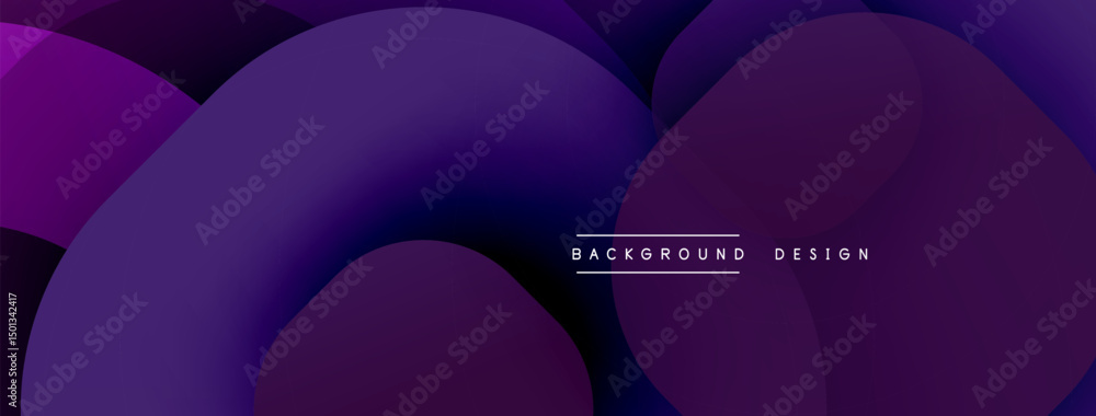 Poster Abstract purple fluid shapes overlap. Gradient colors create dynamic visual effect. Modern design element for backgrounds.