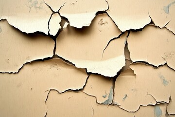 Obraz premium Cracked paint on a light beige surface