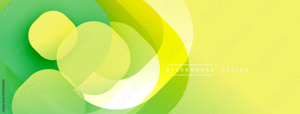 Aufkleber Abstract yellow, green layers create dynamic visual flow. Smooth shapes overlap, forming modern background design. Bright, fresh aesthetic.