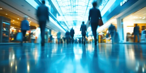 Blurred Motion in a Modern Shopping Mall: Capturing the Bustle and Energy of Retail