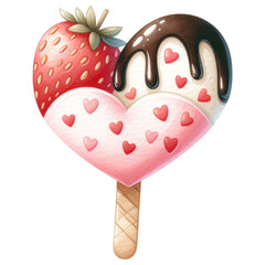 Delicious heart-shaped ice cream treat sweet dessert whimsical style joyful atmosphere playful perspective love in every bite